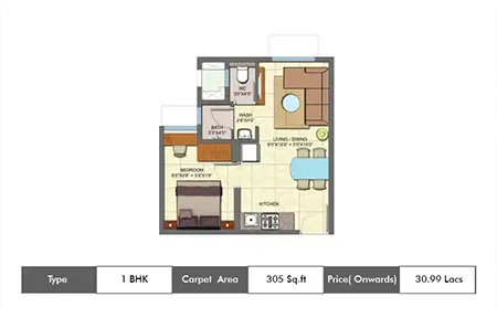 1 BHK 305 SqFt
