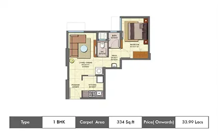 1 BHK 334 SqFt