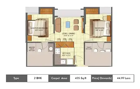 2 BHK 435 SqFt