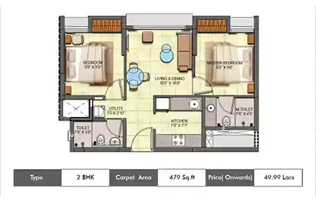 2 BHK 479 SqFt